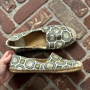 Tory Burch Cecily Sequined Geometric Espadrille Shoes Size 8.5